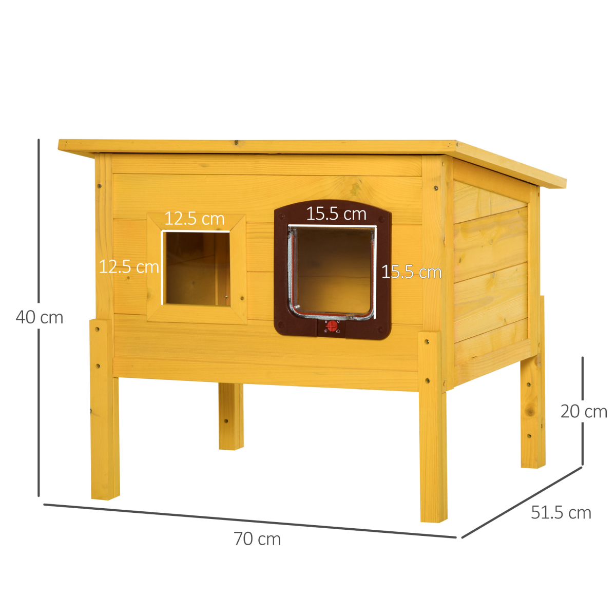 Wooden Cat House Pet Home Outdoor Waterproof Door Roof Shelter Garden Pawhut