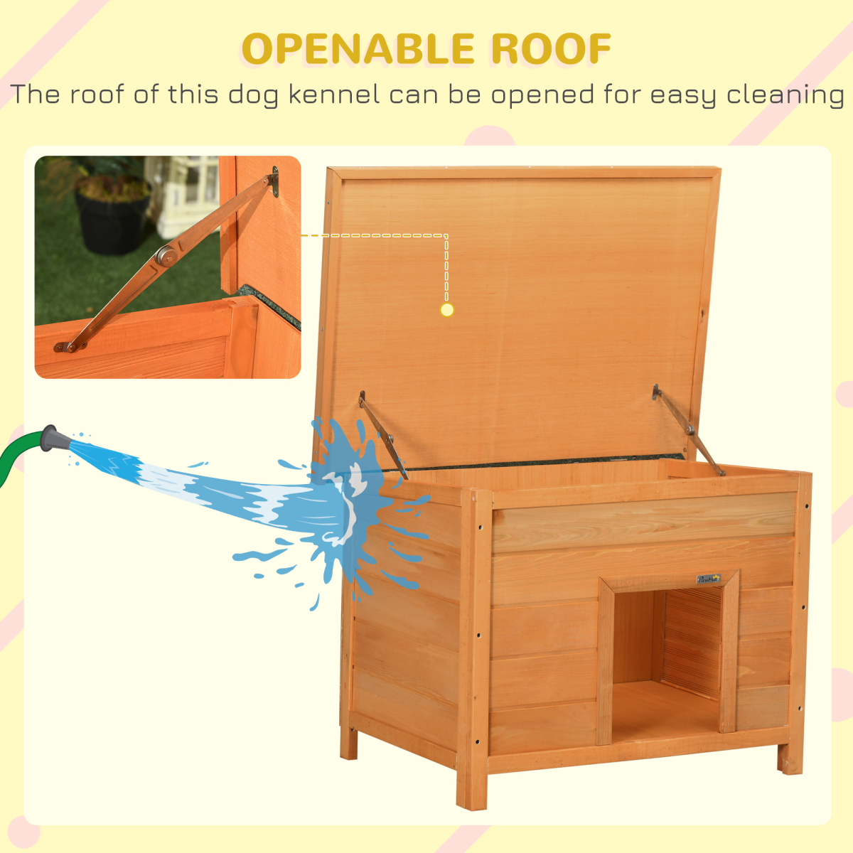82cm Wooden Dog Kennel House Garden Shelter Backyard Waterproof Pet Supplies