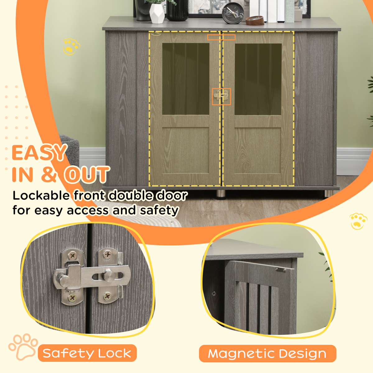 Dog Crate Kennel Cage for Extra Large Dog, Indoor End Table, Grey