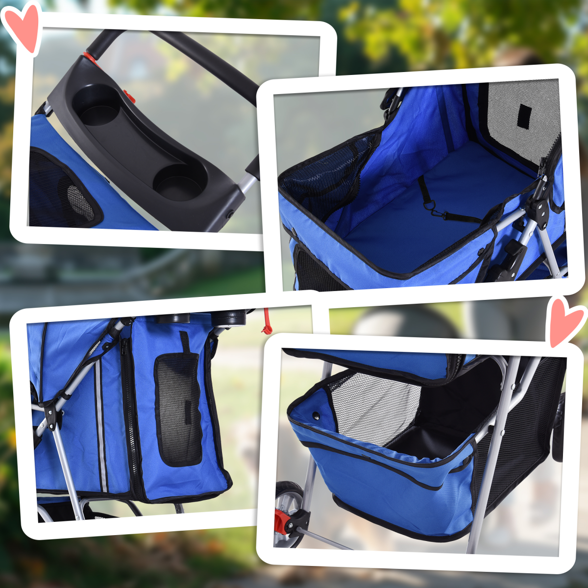 Pet Stroller Cat Dog Jogger Puppy Pushchair Travel Cart Carrier Walk 4 Wheels