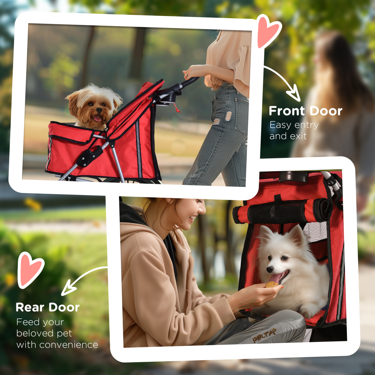Pet Stroller Carrier Foldable Deluxe Jogger Travel Dog Cat 4 Wheels Pawhut