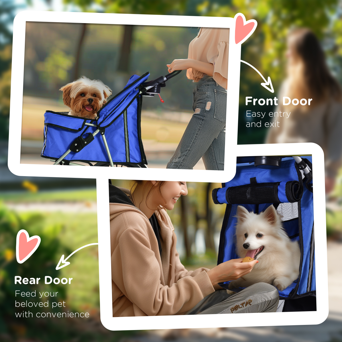 Pet Stroller Cat Dog Jogger Puppy Pushchair Travel Cart Carrier Walk 4 Wheels