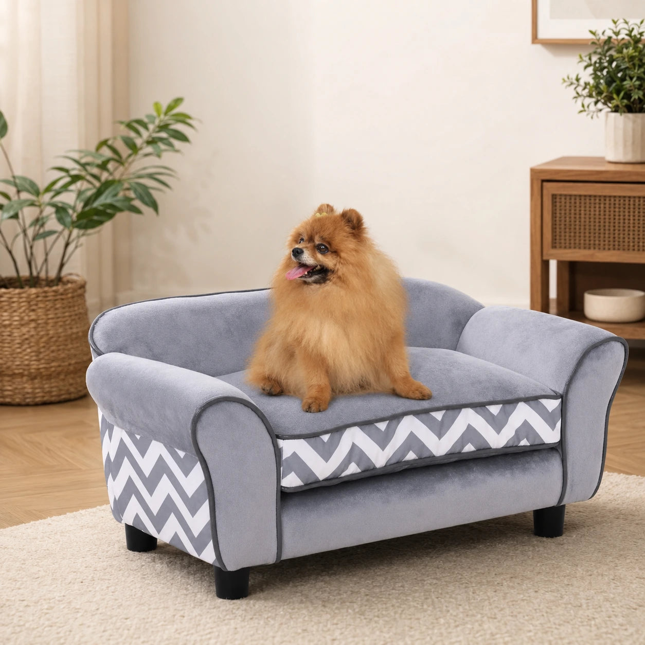 Raised Dog Sofa Bed for Extra-Small Dogs – Grey