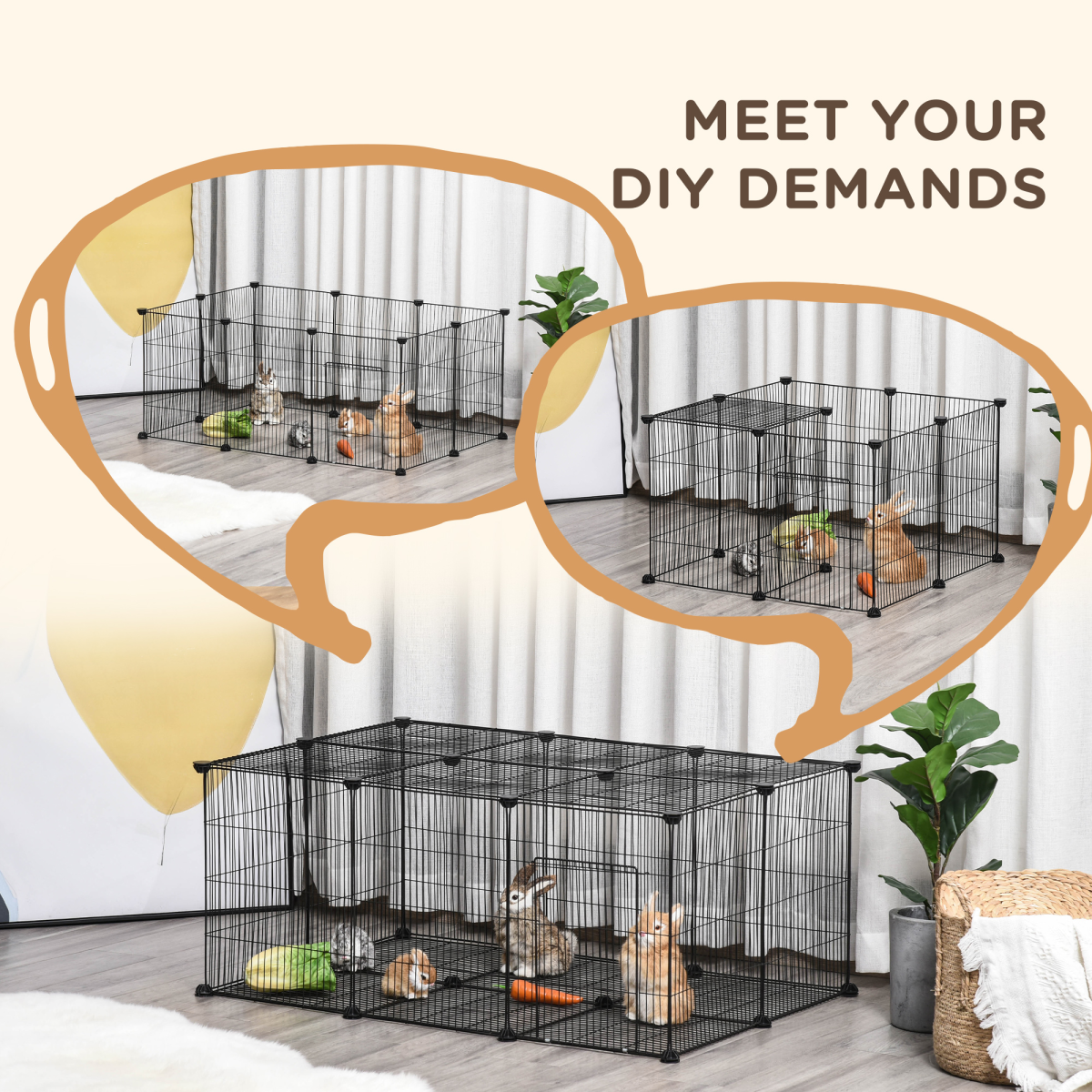 DIY Pet Playpen Cage 22 Piece w/Door Bunny Chinchilla Guinea Pig Pawhut