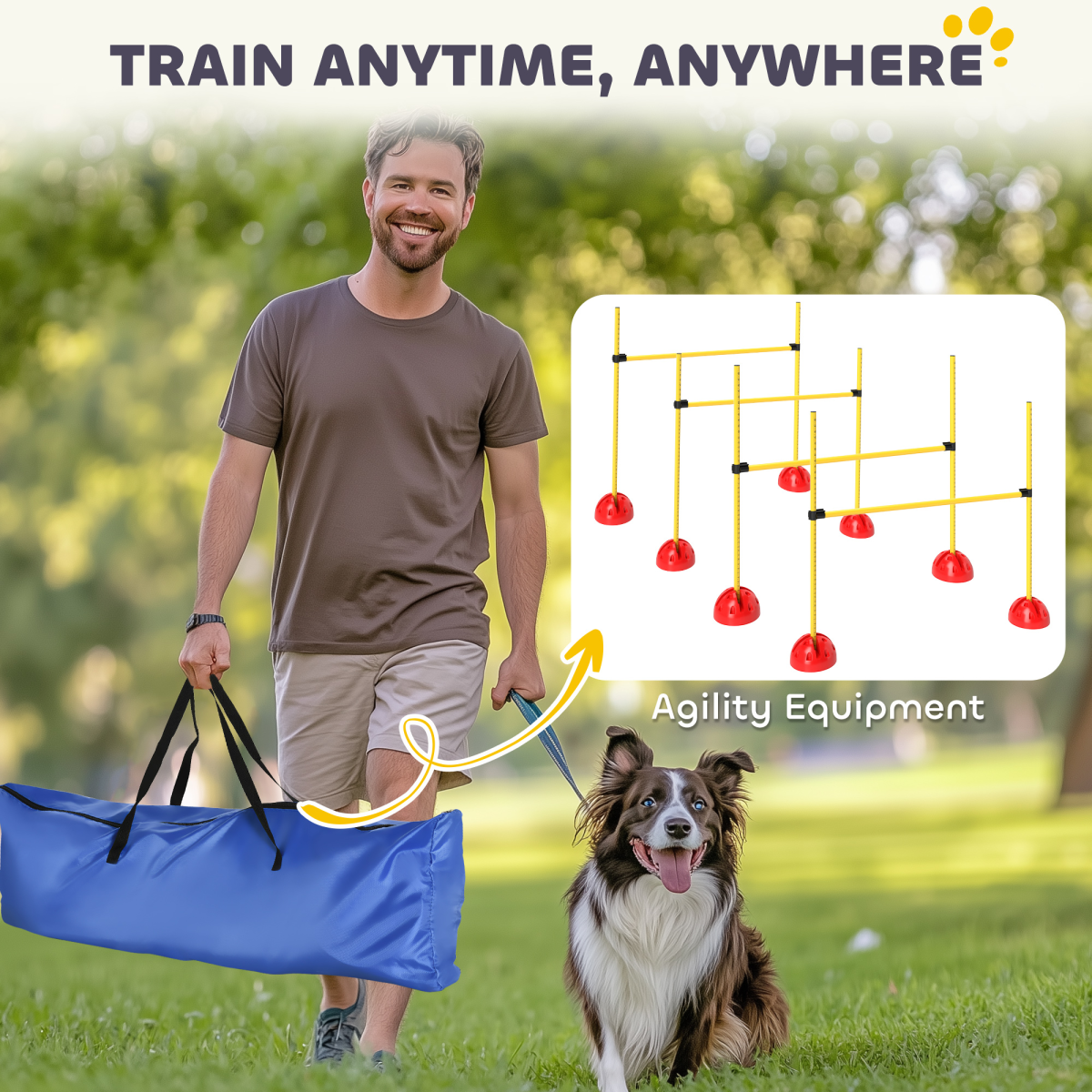 PawHut 4 Piece Dog Agility Equipment with 4 Hurdle Bar for Jump Training