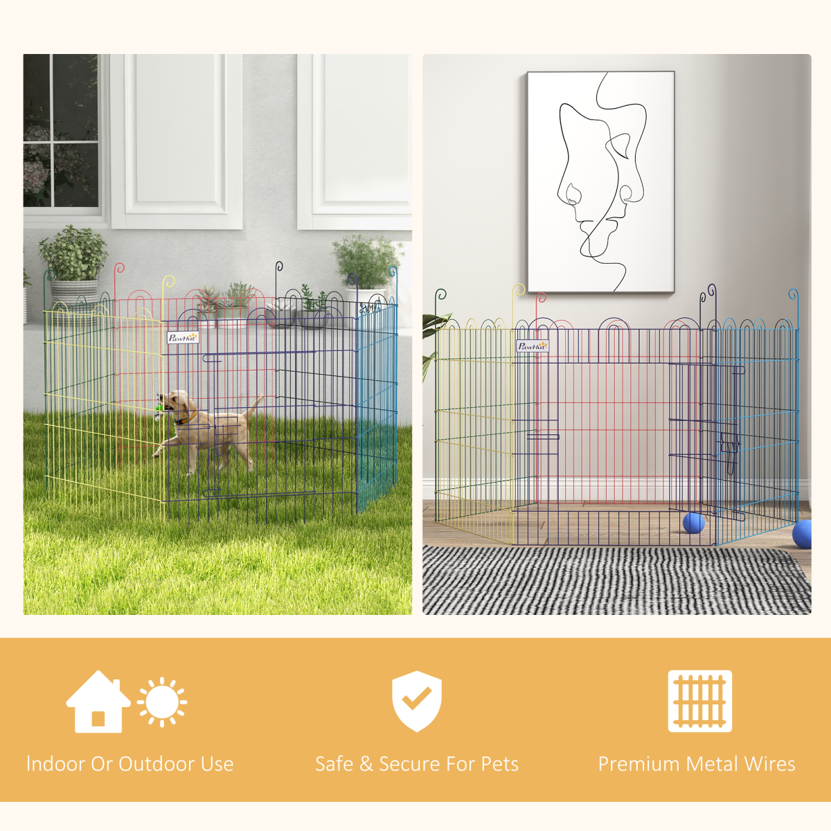 PawHut Pet Playpen Dog Puppy Crate Kennel with Door