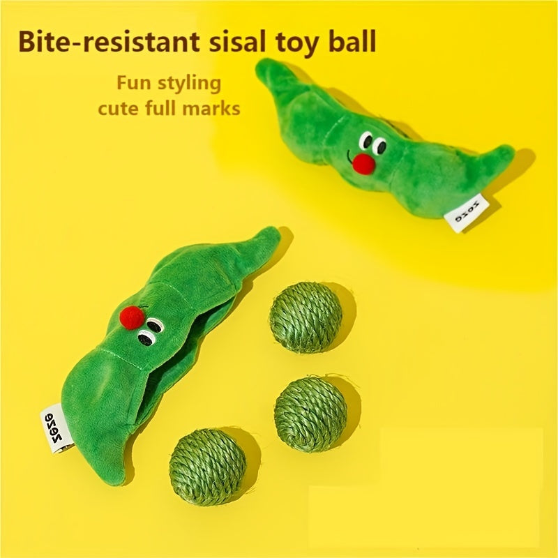 Sisal Pea-Pod Cat Toy with Built-In Storage