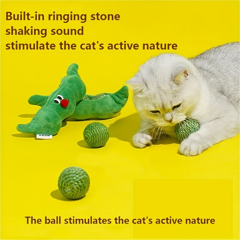 Sisal Pea-Pod Cat Toy with Built-In Storage